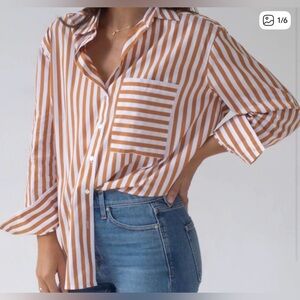 AYR - The Deep End  Button-Up Shirt in Orange and White